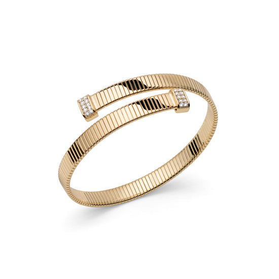 Bracciale rigido Unoaerre in bronzo dorato con zirconi bianchi 19 cm