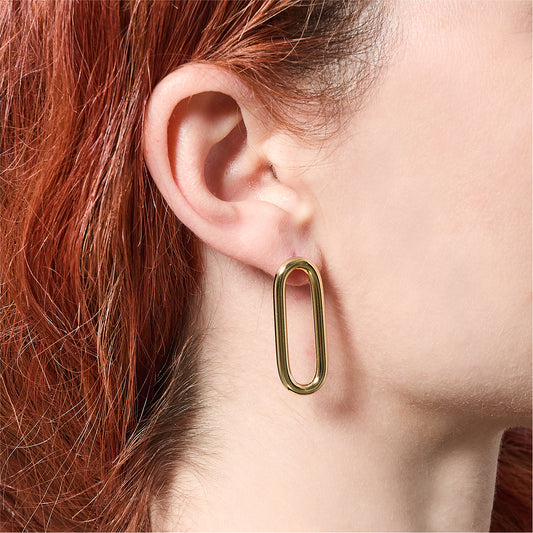Orecchini pendenti da donna Unoaerre bronzo dorato ovali