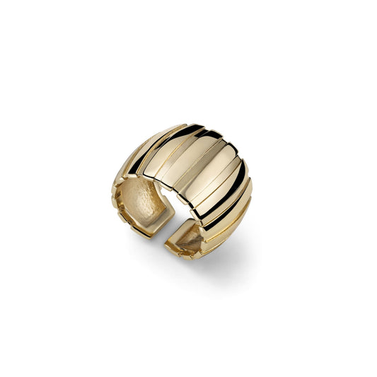 Anello da donna Unoaerre in bronzo dorato con scanalature Regolabile dalla 14 alla 16