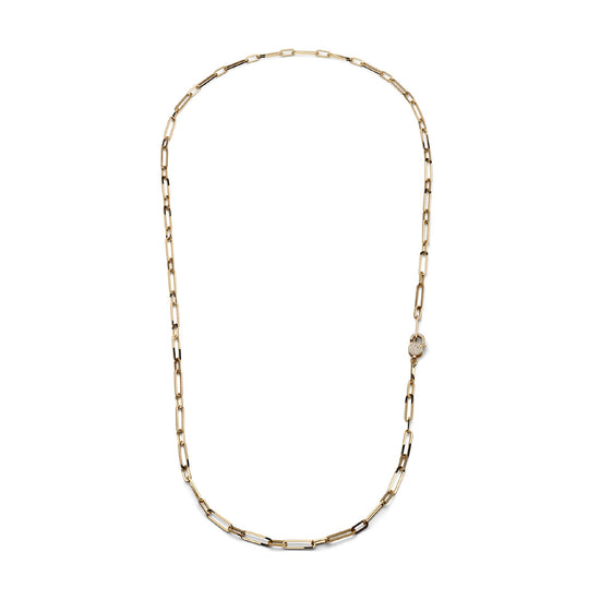 Collana lunga Unoaerre paper clip in bronzo dorato e zirconi MISURA UNICA
