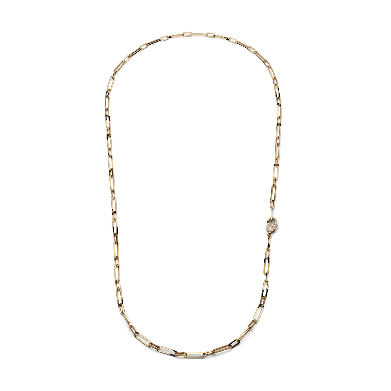 Collana lunga Unoaerre paper clip in bronzo dorato e zirconi MISURA UNICA