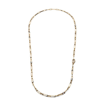 Collana lunga Unoaerre paper clip in bronzo dorato e zirconi MISURA UNICA