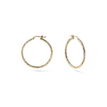 Orecchini a cerchio mini Unoaerre diamantati bronzo dorato MISURA UNICA