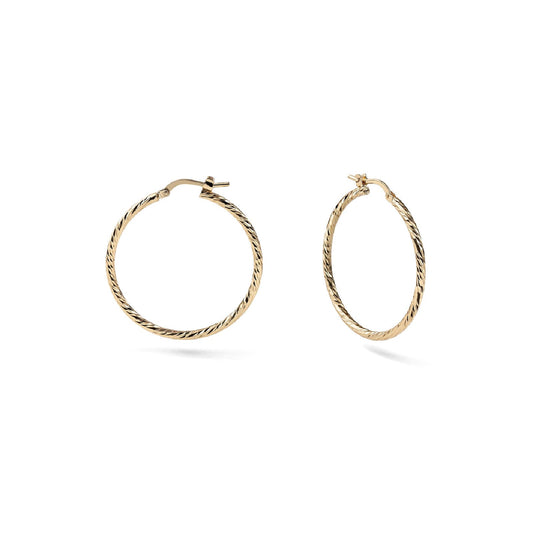Orecchini a cerchio mini Unoaerre diamantati bronzo dorato MISURA UNICA