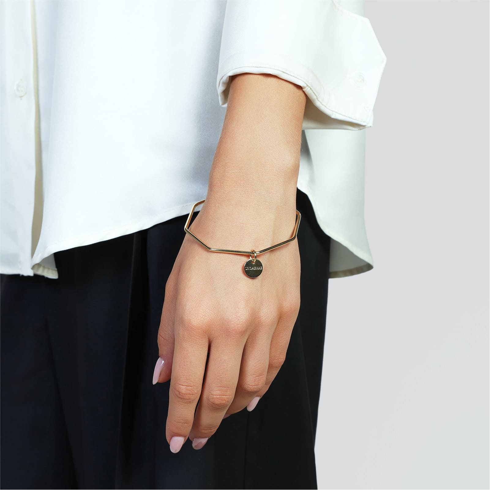 Bracciale bangle Unoaerre ottagonale in bronzo dorato 20 cm