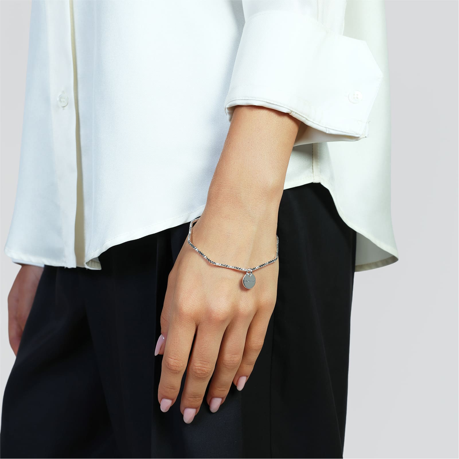 Bracciale Unoaerre ottagonale in bronzo argentato diamantato 20 cm