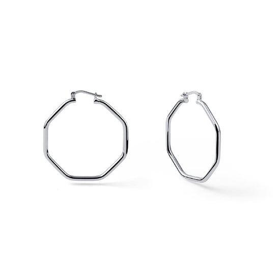 Orecchini Unoaerre a forma ottagonale in bronzo argentato MISURA UNICA