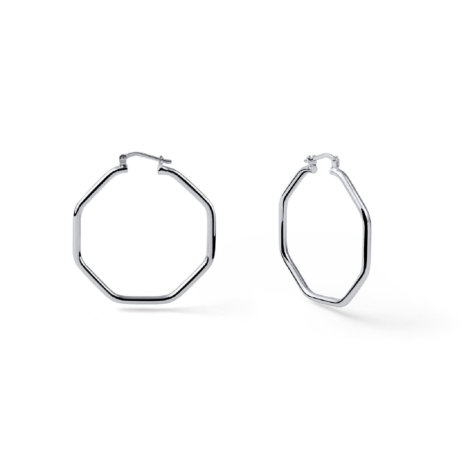 Orecchini Unoaerre a forma ottagonale in bronzo argentato MISURA UNICA