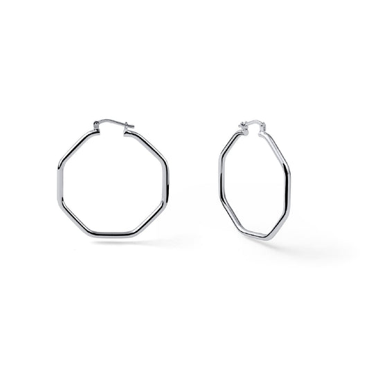 Orecchini Unoaerre a forma ottagonale in bronzo argentato MISURA UNICA