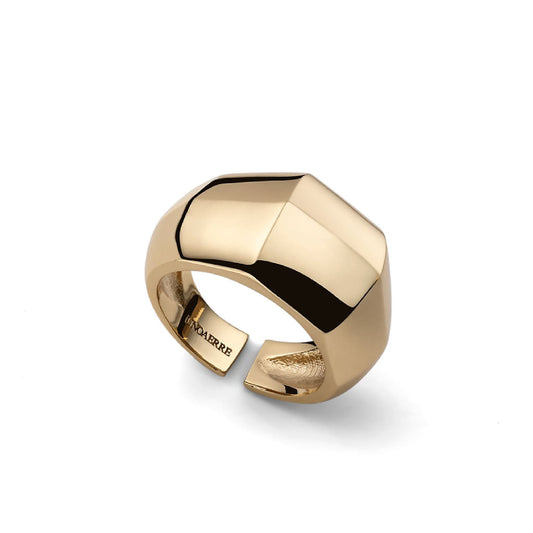 Anello Unoaerre con design geometrico in bronzo dorato REGOLABILE