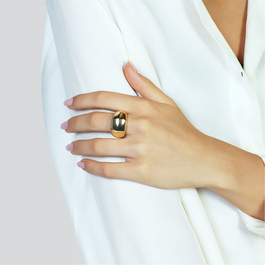Anello Unoaerre con design geometrico in bronzo dorato REGOLABILE