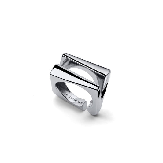 Anello Unoaerre Dinamica design geometrico bronzo argentato REGOLABILE