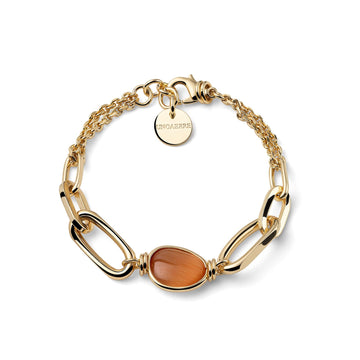Bracciale Unoaerre in bronzo dorato e pietre occhio di gatto 19 cm