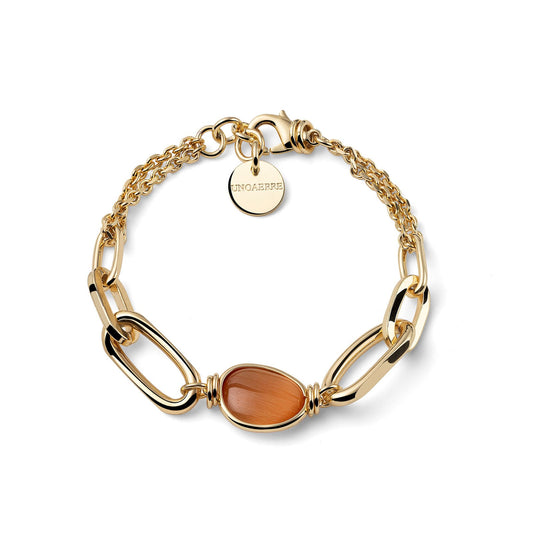 Bracciale Unoaerre in bronzo dorato e pietre occhio di gatto 19 cm