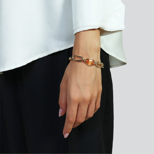 Bracciale Unoaerre in bronzo dorato e pietre occhio di gatto 19 cm