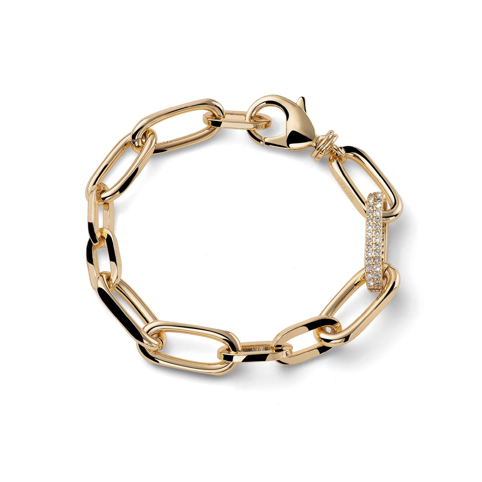 Bracciale catena Unoaerre bronzo dorato maglia con zirconi 20 cm