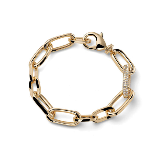 Bracciale catena Unoaerre bronzo dorato maglia con zirconi 20 cm
