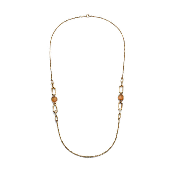 Collana lunga Unoaerre bronzo dorato e pietre occhio di gatto MISURA UNICA