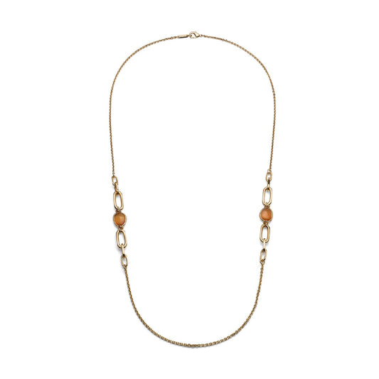 Collana lunga Unoaerre bronzo dorato e pietre occhio di gatto MISURA UNICA