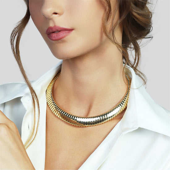 Collana girocollo Unoaerre maglia tubogas in bronzo dorato MISURA UNICA