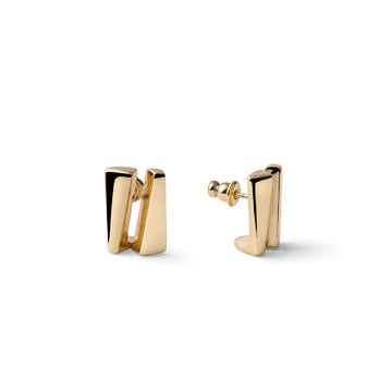 Orecchini mini geometrici Unoaerre Dinamica in bronzo dorato MISURA UNICA