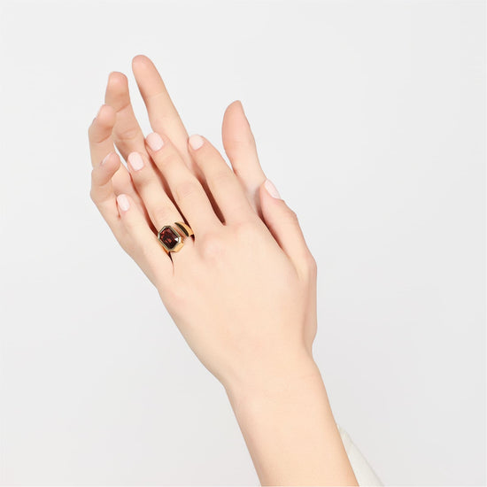 Anello Unoaerre Joya in bronzo dorato con cristallo marrone REGOLABILE