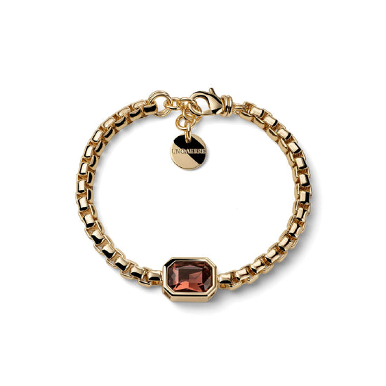 Bracciale Unoaerre Joya catena veneziana e cristallo marrone 19 cm