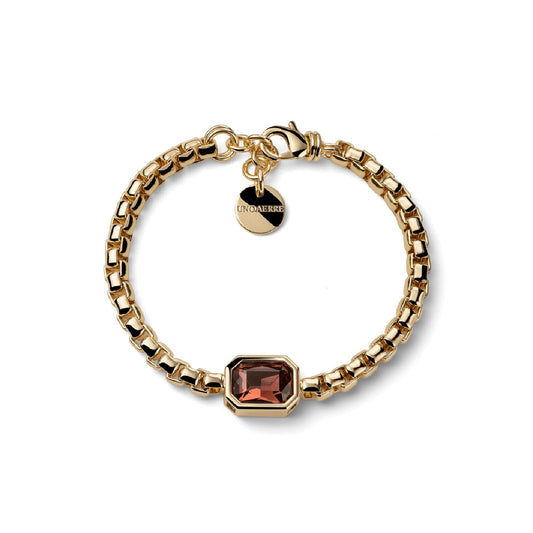 Bracciale Unoaerre Joya catena veneziana e cristallo marrone 19 cm