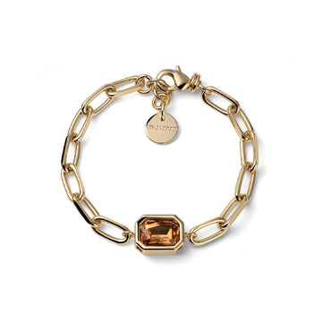 Bracciale Unoaerre Joya in bronzo dorato cristallo marrone 19 cm