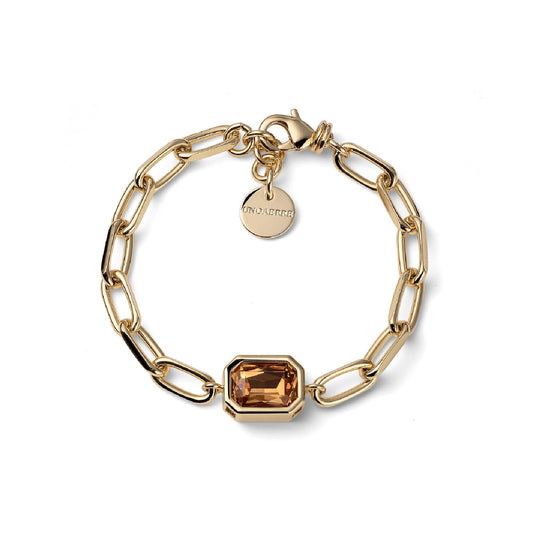 Bracciale Unoaerre Joya in bronzo dorato cristallo marrone 19 cm