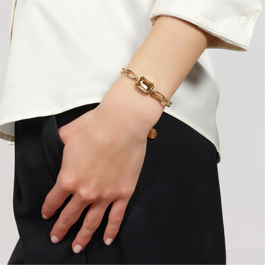 Bracciale Unoaerre Joya in bronzo dorato cristallo marrone 19 cm