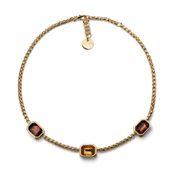 Collana catena Unoaerre Joya in bronzo dorato con tre cristalli MISURA UNICA