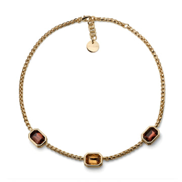 Collana catena Unoaerre Joya in bronzo dorato con tre cristalli MISURA UNICA