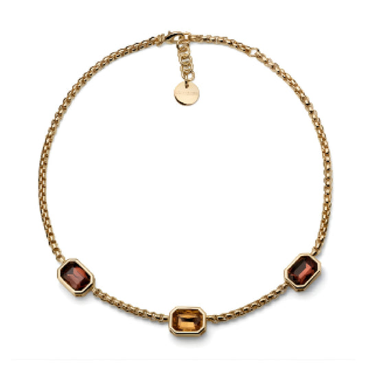 Collana catena Unoaerre Joya in bronzo dorato con tre cristalli MISURA UNICA