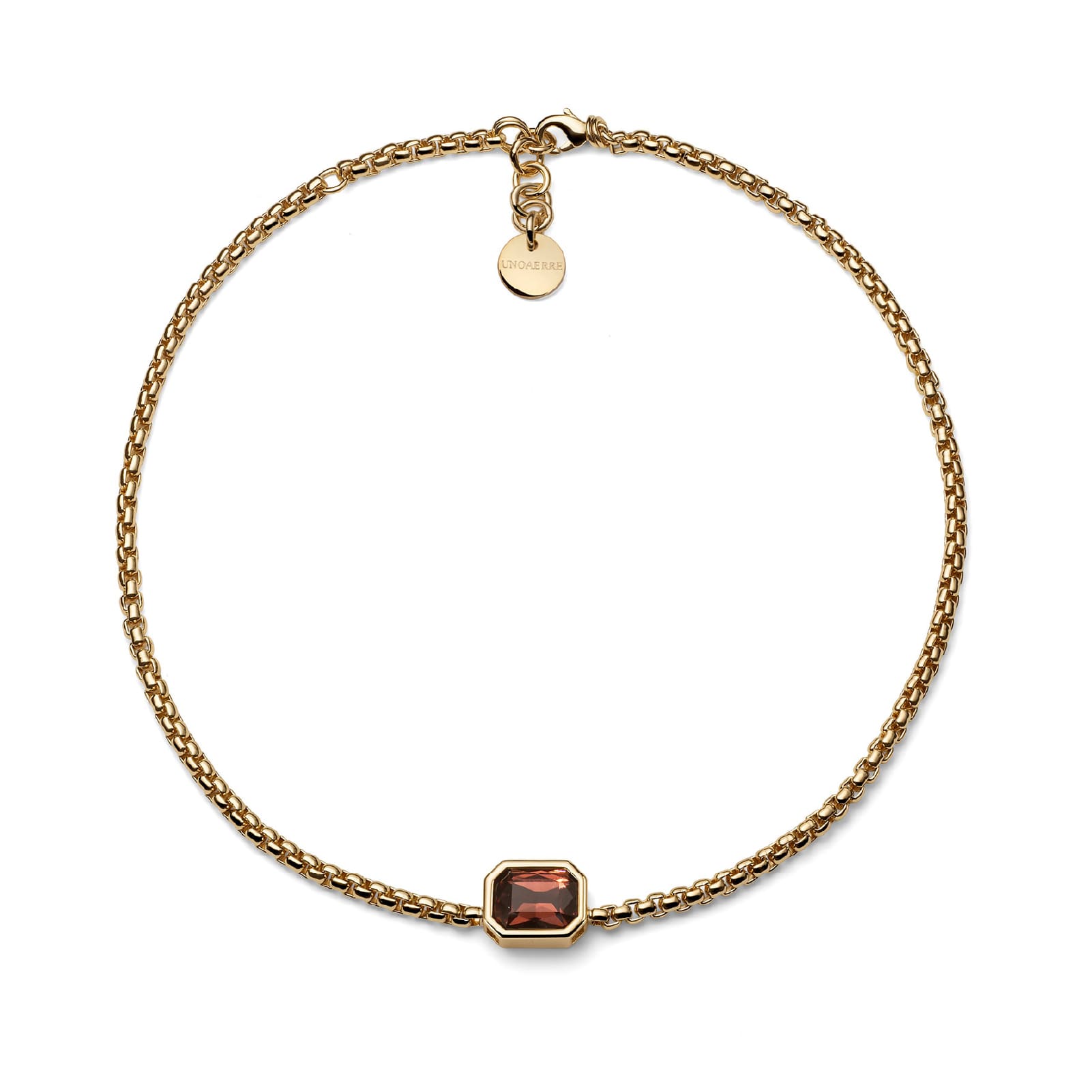 Collana Unoaerre Joya bronzo con catena e cristallo marrone MISURA UNICA