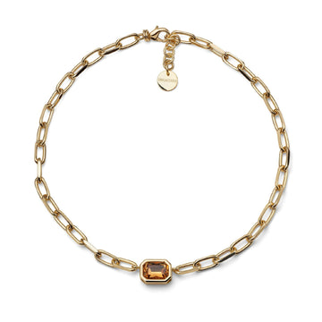 Collana Unoaerre Joya in bronzo dorato con cristallo marrone MISURA UNICA