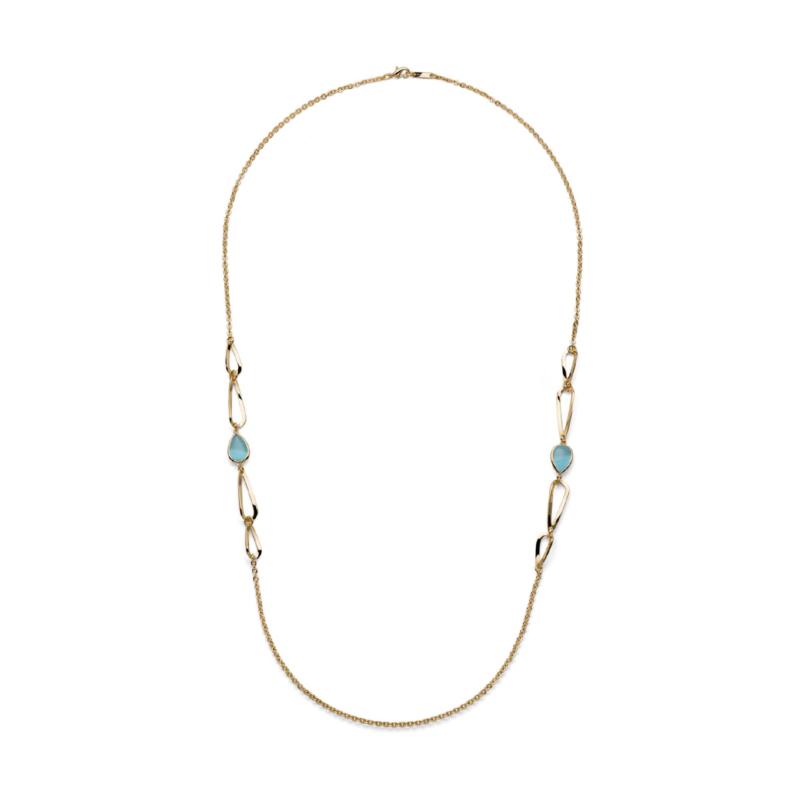 Collana Unoaerre Joya bronzo dorato cristalli azzurri a goccia MISURA UNICA