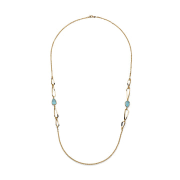 Collana Unoaerre Joya bronzo dorato cristalli azzurri a goccia MISURA UNICA