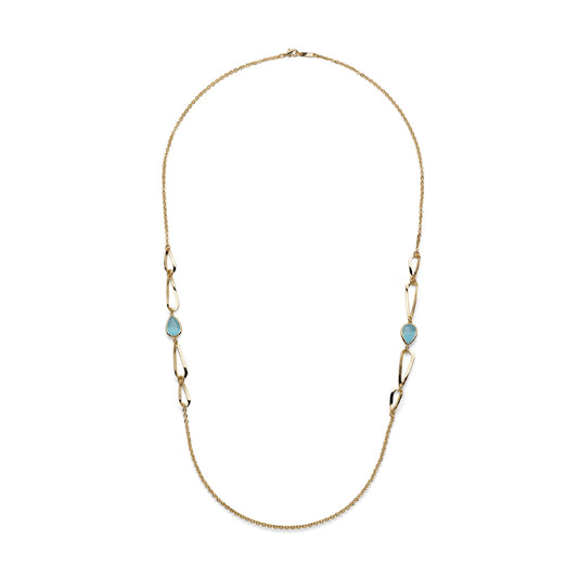 Collana Unoaerre Joya bronzo dorato cristalli azzurri a goccia MISURA UNICA