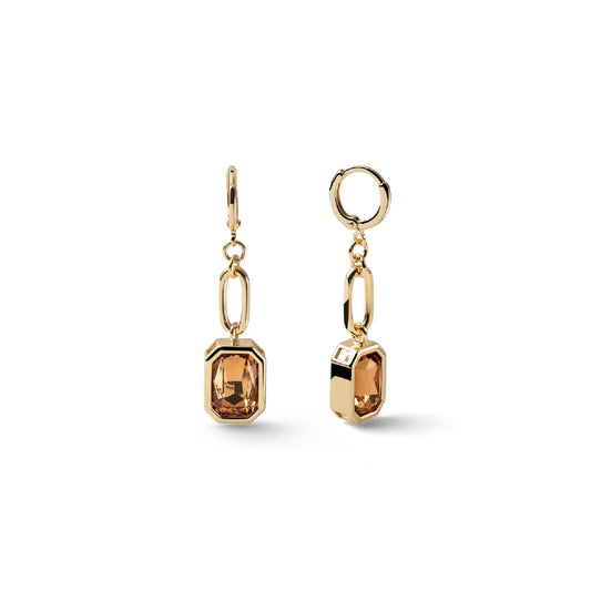 Orecchini cerchio Unoaerre Joya con pendente cristallo marrone MISURA UNICA