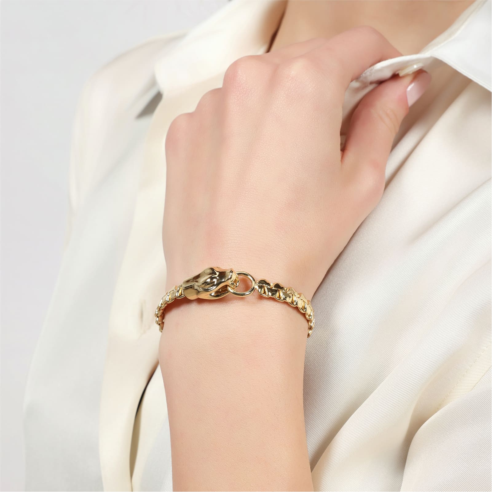 Bracciale Unoaerre in bronzo catena con testa di serpente 18 cm