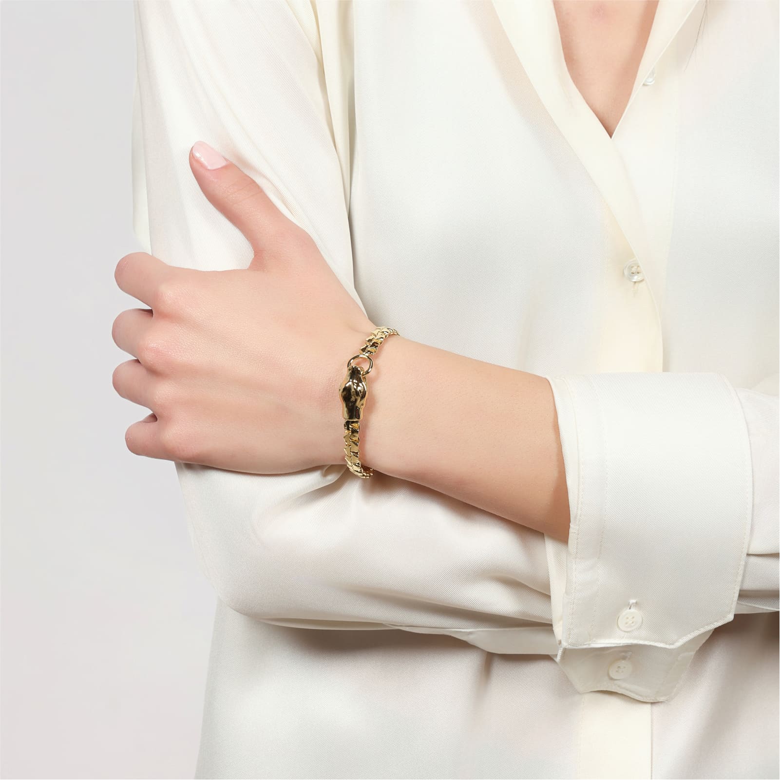 Bracciale Unoaerre in bronzo catena con testa di serpente 18 cm