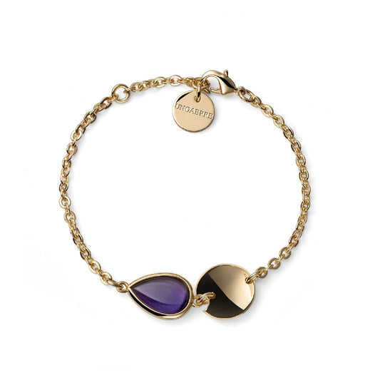 Bracciale Unoaerre Joya in bronzo dorato goccia viola 19 cm