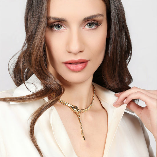 Collana girocollo Unoaerre in bronzo con testa di serpente MISURA UNICA