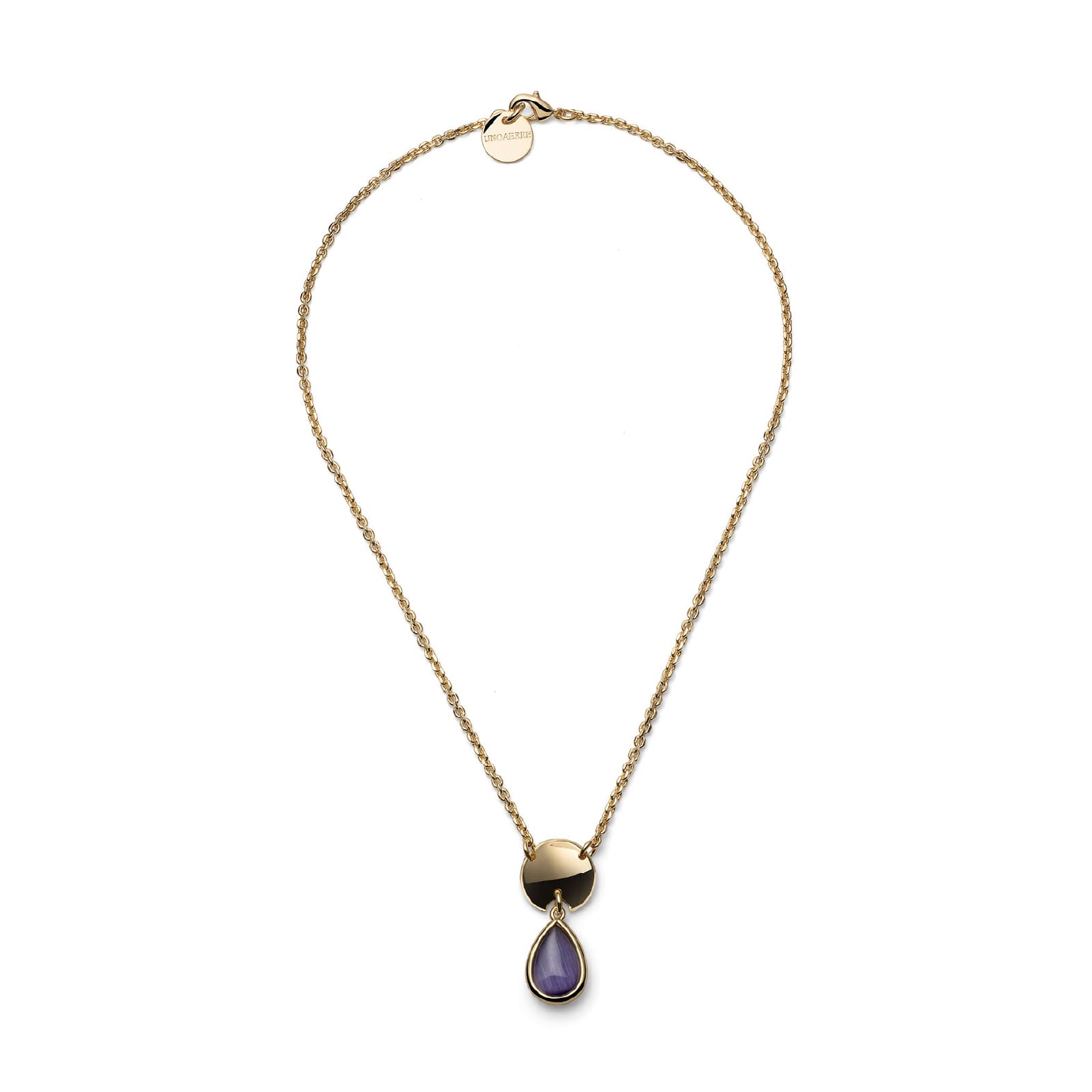 Collana girocollo Unoaerre Joya bronzo dorato con goccia viola MISURA UNICA