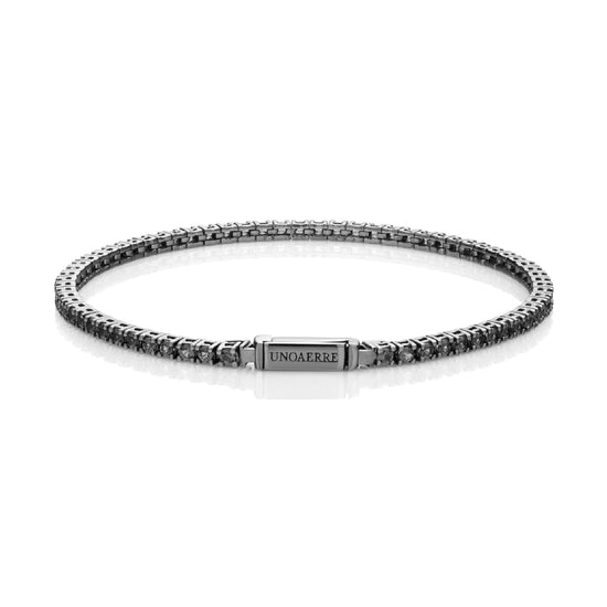 Bracciale tennis Unoaerre argento nero e zirconi neri 18 cm 18 cm