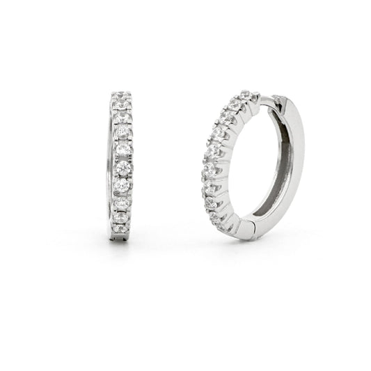 Orecchini a cerchio Unoaerre in argento con zirconi bianchi MISURA UNICA