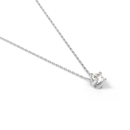 Collana Unoaerre in argento con zircone bianco pendente 5 mm MISURA UNICA