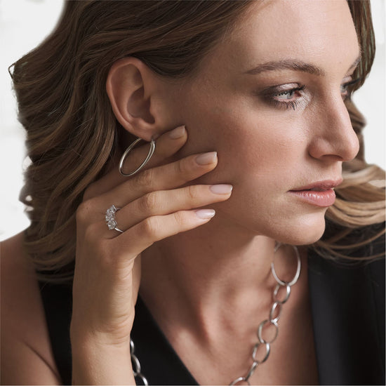 Orecchini ovali grandi Unoaerre in argento rodiato da donna MISURA UNICA