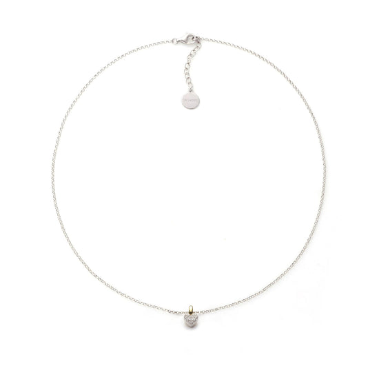 Collana Unoaerre argento bicolore cuore con pavé di zirconi MISURA UNICA